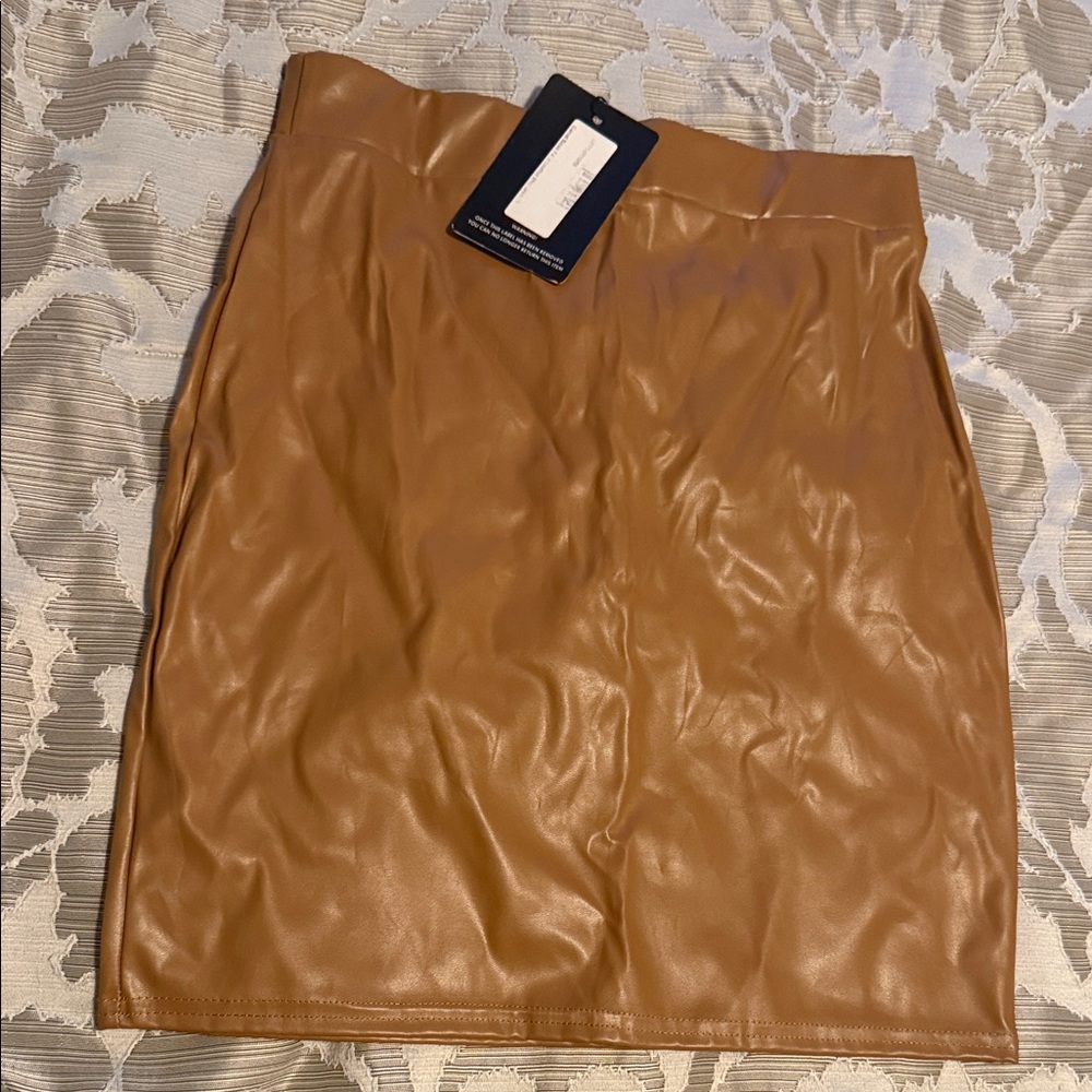 Tan faux Leather Skirt